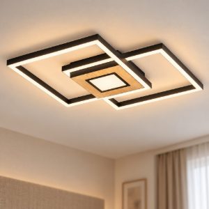 Eglo marinello plafoniera led 38,2w cct 2700k 6500k 48,5cm con telecomando per soggiorno moderna nera e marrone