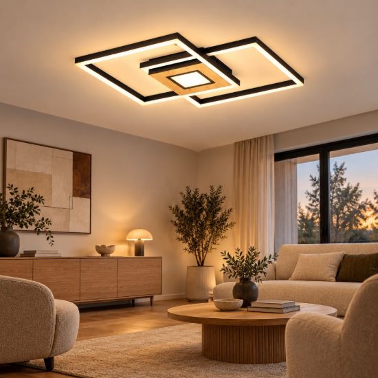 Eglo marinello plafoniera led 38,2w cct 2700k 6500k 48,5cm con telecomando per soggiorno moderna nera e marrone