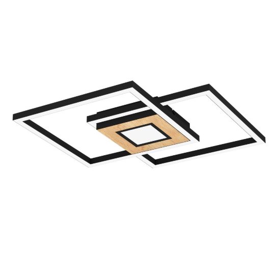 Eglo marinello plafoniera led 38,2w cct 2700k 6500k 48,5cm con telecomando per soggiorno moderna nera e marrone