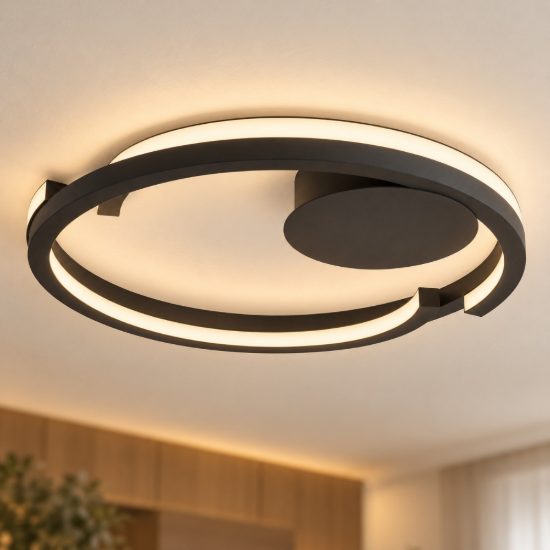 Eglo mezzomonte plafoniera led 40w cct 2700k 6500k 48cm con telecomando per camera da letto moderna nera