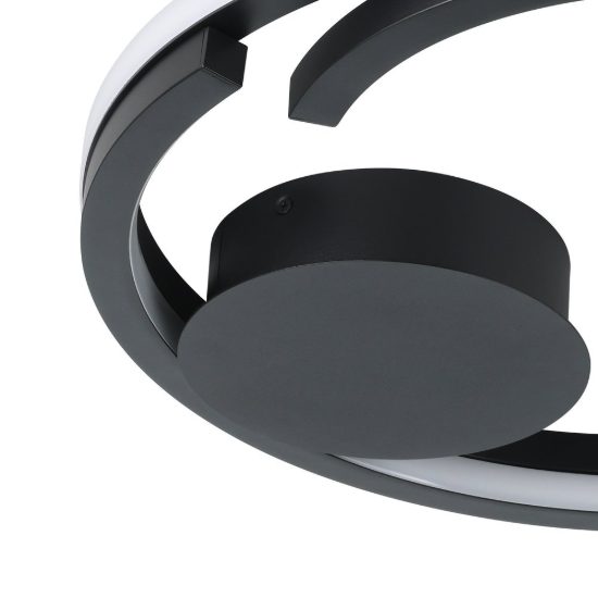 Eglo mezzomonte plafoniera led 40w cct 2700k 6500k 48cm con telecomando per camera da letto moderna nera