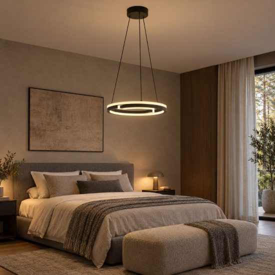 Eglo mezzomonte lampadario led 40w cct 2700k 6500k 48cm con telecomando per soggiorno moderno nero