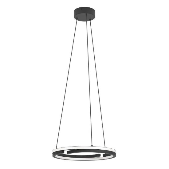 Eglo mezzomonte lampadario led 40w cct 2700k 6500k 48cm con telecomando per soggiorno moderno nero