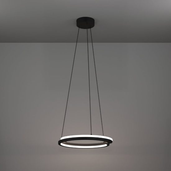 Eglo mezzomonte lampadario led 40w cct 2700k 6500k 48cm con telecomando per soggiorno moderno nero