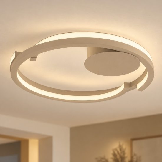 Eglo mezzomonte plafoniera led 40w cct 2700k 6500k 48cm con telecomando per camera da letto moderna sabbia