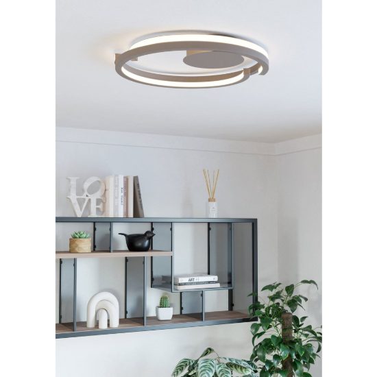 Eglo mezzomonte plafoniera led 40w cct 2700k 6500k 48cm con telecomando per camera da letto moderna sabbia