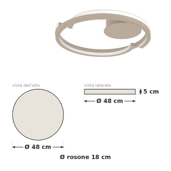 Eglo mezzomonte plafoniera led 40w cct 2700k 6500k 48cm con telecomando per camera da letto moderna sabbia