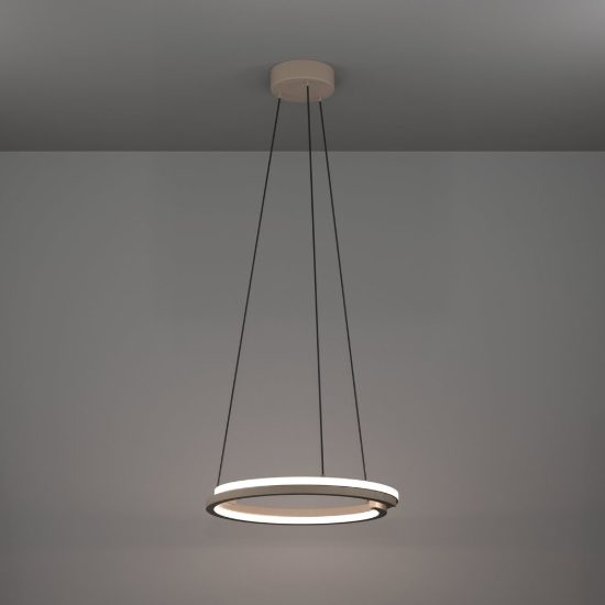 Eglo mezzomonte lampadario led 40w cct 2700k 6500k 48cm con telecomando per soggiorno moderno sabbia