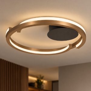 Eglo mezzomonte plafoniera led 40w cct 2700k 6500k 48cm con telecomando per camera da letto moderna bronzo e nero