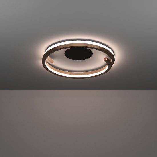 Eglo mezzomonte plafoniera led 40w cct 2700k 6500k 48cm con telecomando per camera da letto moderna bronzo e nero