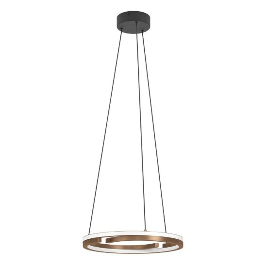 Eglo mezzomonte lampadario led 40w cct 2700k 6500k 48cm con telecomando per soggiorno moderno bronzo e nero