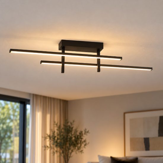 Eglo trepiliano plafoniera led 20w 3000k 78,5cm moderna lineare nera