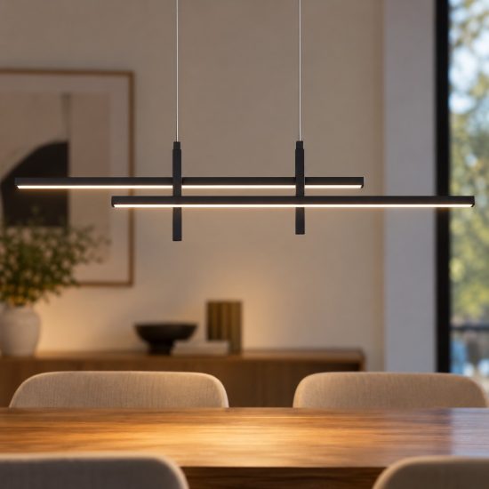 Eglo trepiliano lampadario a sospensione led 20w 3000k 110cm moderno lineare nero