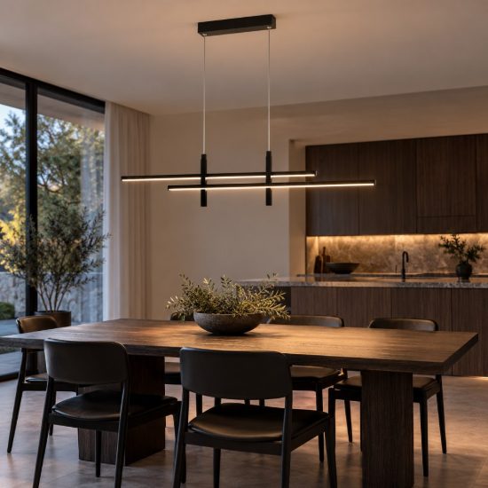 Eglo trepiliano lampadario a sospensione led 20w 3000k 110cm moderno lineare nero