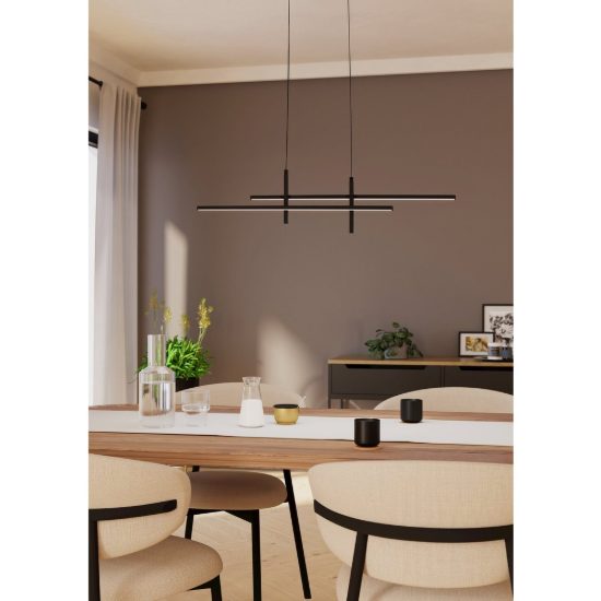 Eglo trepiliano lampadario a sospensione led 20w 3000k 110cm moderno lineare nero