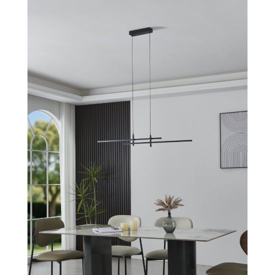 Eglo trepiliano lampadario a sospensione led 20w 3000k 110cm moderno lineare nero