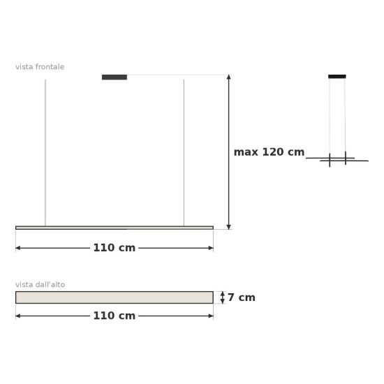 Eglo trepiliano lampadario a sospensione led 20w 3000k 110cm moderno lineare nero