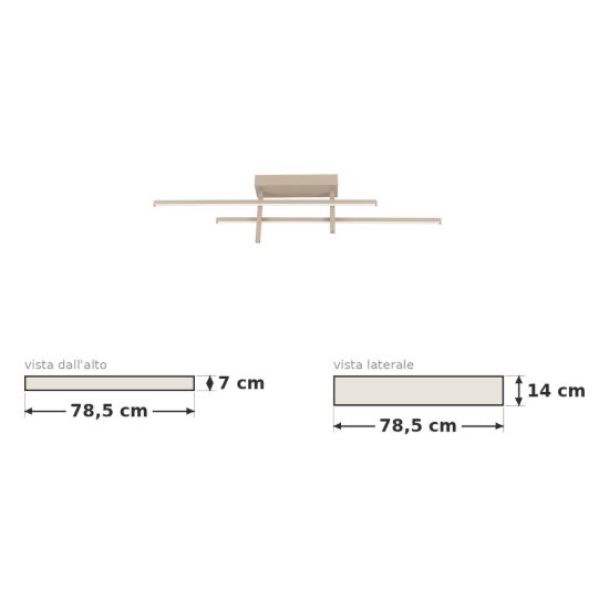 Eglo trepiliano plafoniera led 20w 3000k 78,5cm moderna lineare sabbia