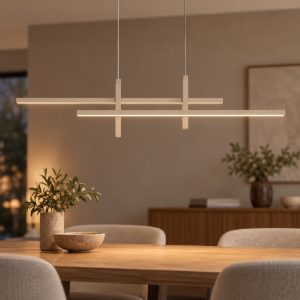 Eglo trepiliano lampadario a sospensione led 20w 3000k 110cm moderno lineare sabbia