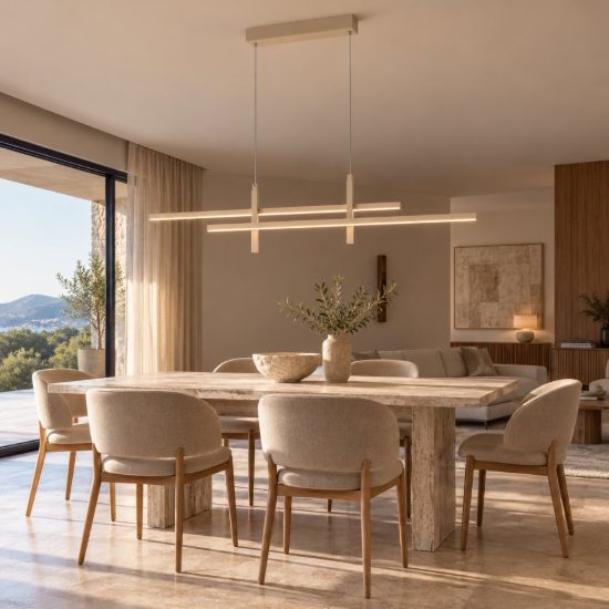 Eglo trepiliano lampadario a sospensione led 20w 3000k 110cm moderno lineare sabbia