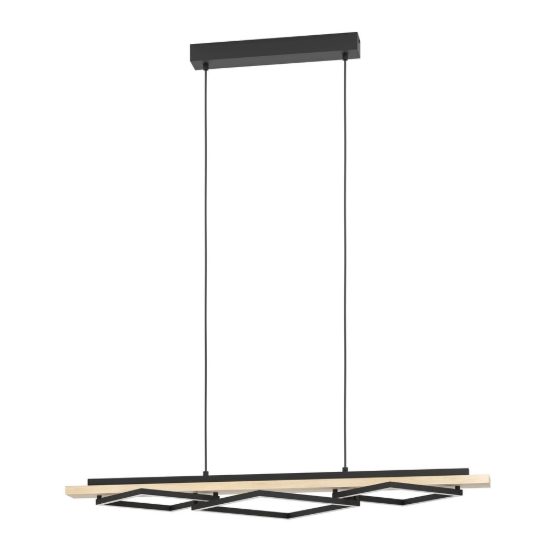 Eglo boyal lampadario led 42w 3000k 101cm per cucina moderno nero e marrone