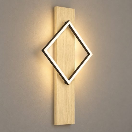 Eglo boyal applique led 13w 3000k 56cm per camera da letto moderna nero e marrone