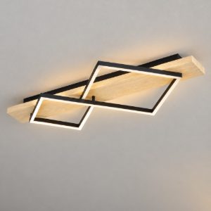 Eglo boyal plafoniera led 28w 3000k 78cm per soggiorno moderna 2 luci nero e marrone