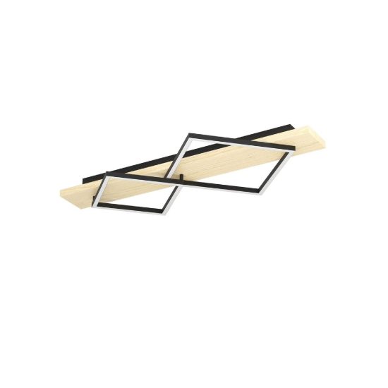 Eglo boyal plafoniera led 28w 3000k 78cm per soggiorno moderna 2 luci nero e marrone