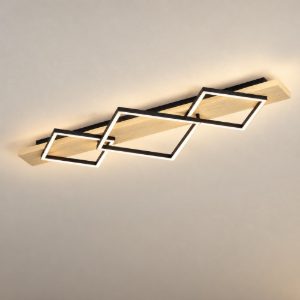 Eglo boyal plafoniera led 42w 3000k 101cm per soggiorno moderna 3 luci nero e marrone