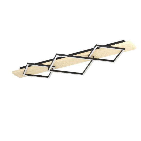 Eglo boyal plafoniera led 42w 3000k 101cm per soggiorno moderna 3 luci nero e marrone