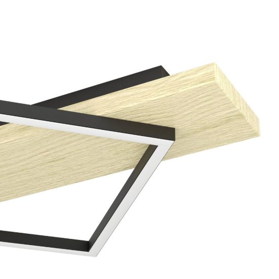 Eglo boyal plafoniera led 42w 3000k 101cm per soggiorno moderna 3 luci nero e marrone