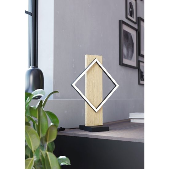 Eglo boyal lampada da tavolo led 13w 3000k 42,5cm per soggiorno moderna nero e marrone