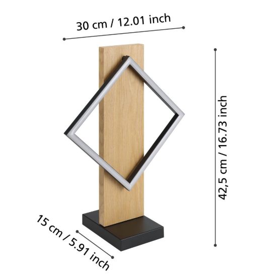 Eglo boyal lampada da tavolo led 13w 3000k 42,5cm per soggiorno moderna nero e marrone
