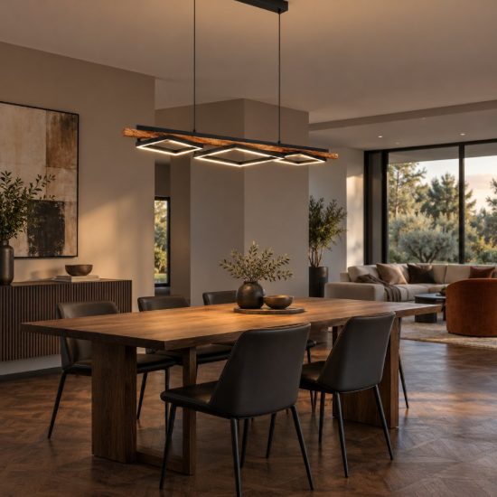 Eglo boyal lampadario led 42w 3000k 101cm per cucina rustico nero e marrone rustico