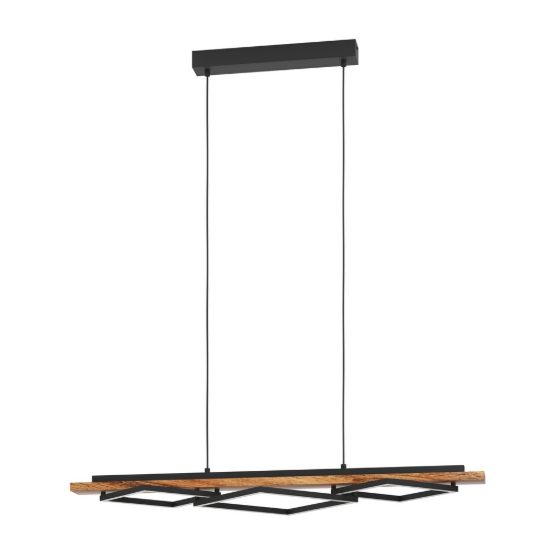 Eglo boyal lampadario led 42w 3000k 101cm per cucina rustico nero e marrone rustico
