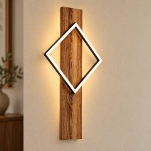 Eglo boyal applique led 13w 3000k 56cm per camera da letto rustica nero e marrone rustico