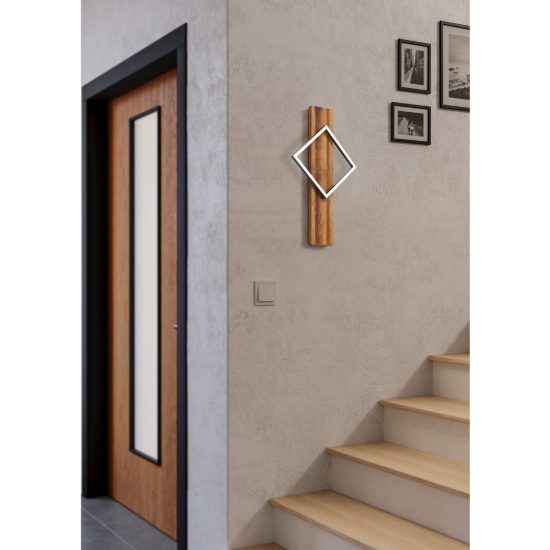 Eglo boyal applique led 13w 3000k 56cm per camera da letto rustica nero e marrone rustico