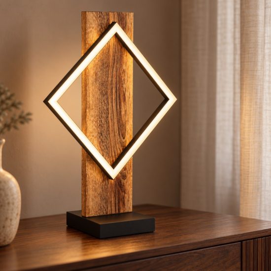 Eglo boyal lampada da tavolo led 13w 3000k 42,5cm per soggiorno rustica nero e marrone rustico