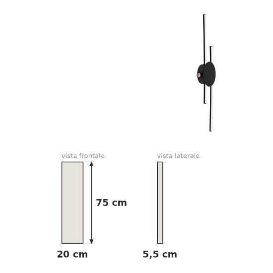 Eglo venticello plafoniera led 20,91w 3000k 75cm moderna lineare nera