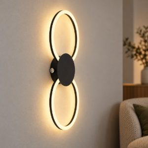 Eglo venticello 1 plafoniera led 20,91w 3000k 66cm moderna due anelli nera