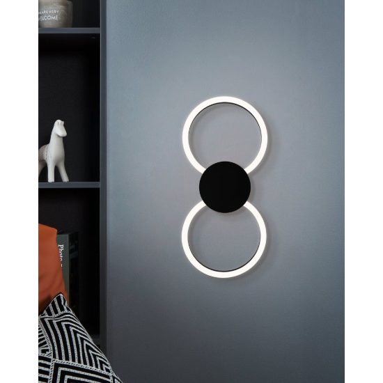 Eglo venticello 1 plafoniera led 20,91w 3000k 66cm moderna due anelli nera