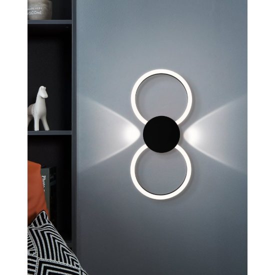 Eglo venticello 1 plafoniera led 20,91w 3000k 66cm moderna due anelli nera