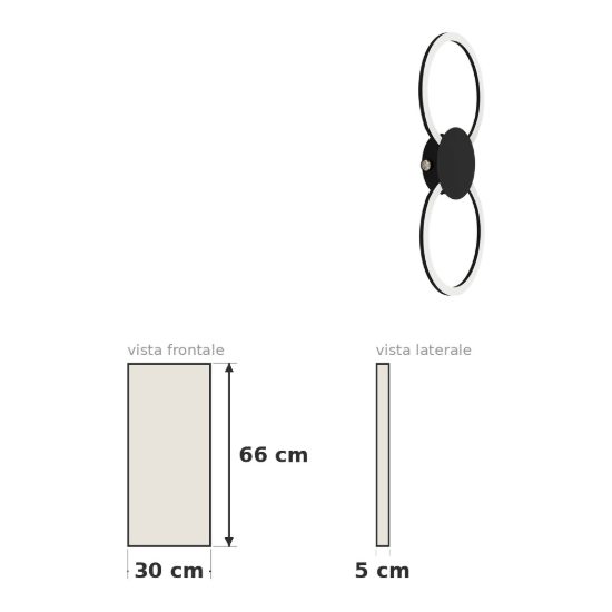 Eglo venticello 1 plafoniera led 20,91w 3000k 66cm moderna due anelli nera