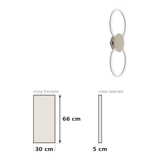 Eglo venticello 1 plafoniera led 20,91w 3000k 66cm moderna due anelli sabbia