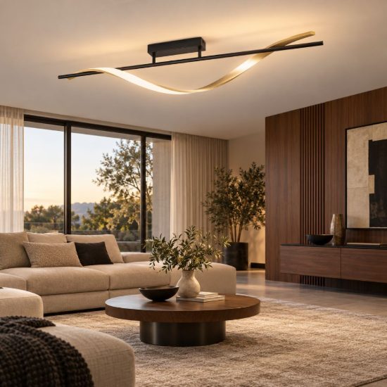 Eglo conaprato plafoniera led 20w cct 2700k 6500k 115cm per cucina moderna nero e ottone spazzolato
