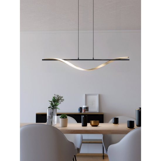 Eglo conaprato lampadario led 20w cct 2700k 6500k 115cm per sala da pranzo moderno nero e ottone spazzolato