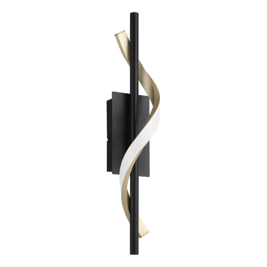 Eglo conaprato applique led 8,8w cct 2700k 6500k 46,5cm moderna spirale nero e ottone spazzolato