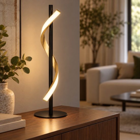 Eglo conaprato lampada da tavolo led 8,8w cct 2700k 6500k 46,5cm moderna spirale nero e ottone spazzolato