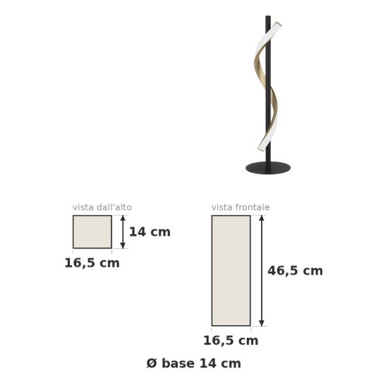 Eglo conaprato lampada da tavolo led 8,8w cct 2700k 6500k 46,5cm moderna spirale nero e ottone spazzolato