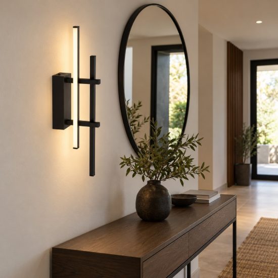 Eglo trepiliano applique led 12w 3000k 45,5cm moderna lineare nera
